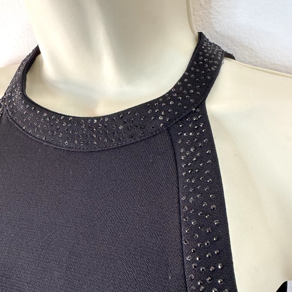 Lauren Ralph Lauren Black Midi Dress Size Large L Halter Gem Evening Formal - Picture 3 of 13